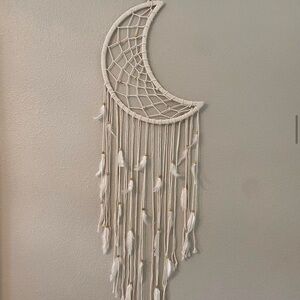 🍄SOLD🍄 Handmade Crescent Moon Dream Catcher Macrame Wall Hanging